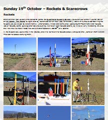 Bronwen & I drive to Queensland Rocketry Society’s Rocket Launch & watch many rockets, then continue to Tamborine Mountain Scarecrow Festival.