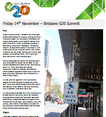 Bronwen & I attend the G20 Summit in Brisbane.