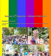 I photograph the Brisbane Pride March, then go to West End & Brisbane Festival in South Bank with Bronwen & Katharina.