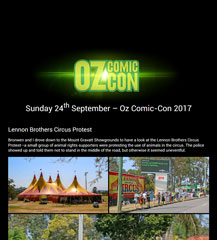 Bronwen & I visit the Lennon Brothers Circus Protest, Paint Rainbows on the Footpath, & the West End Vegan Markets, & I photograph Oz Comic-Con 2017.