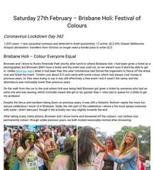 Bronwen & I go to Brisbane Holi & are covered in colour.