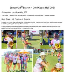 Bronwen & I go to Gold Coast Holi & are covered in colour.