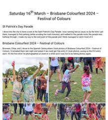 Bronwen & I go to Brisbane Colourfest 2024 – Festival of Colours & are covered in colour.