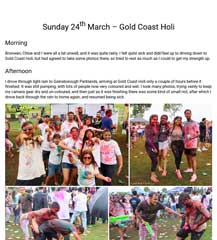 I go to a rainy Gold Coast Holi 2024.