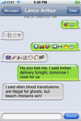 Emoji: Alien blood transfusions are illegal for ghosts, but beach chickens win!