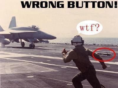 Fighter jet hits the wrong button