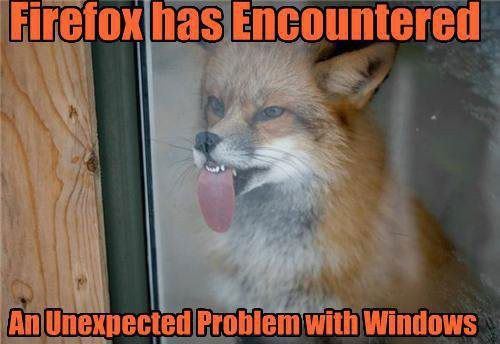 Firefox has encountered… an unexpected problem with Windows.