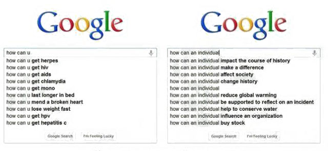 Two Google searches: One for “how can u” and one for “how can an individual”?