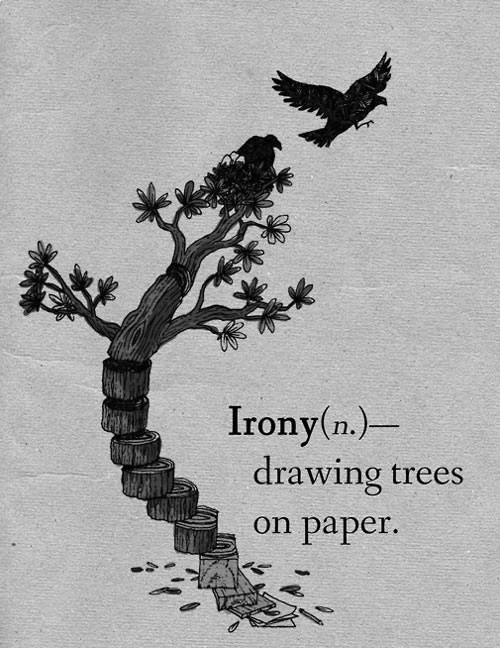 A tree drawn on paper; Irony: drawing trees on paper.