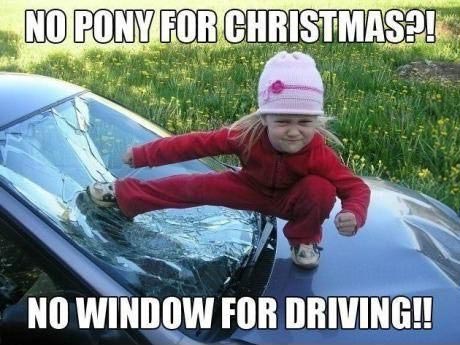 No pony for Christmas? No window for driving!