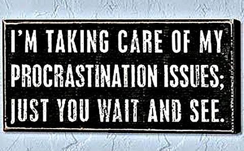 I’m taking care of my procrastination issues; just you wait and see.