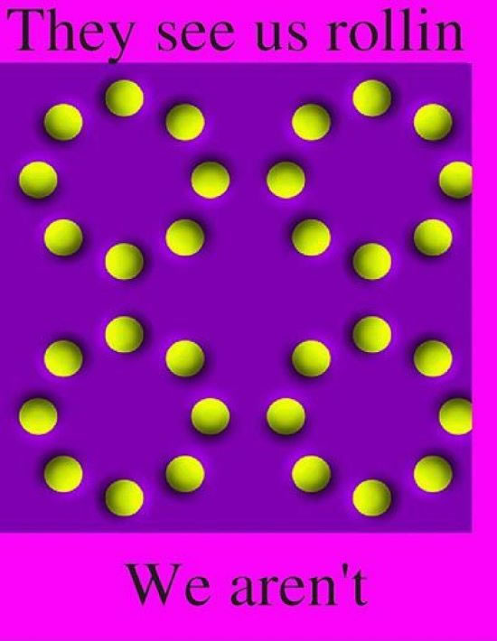 Optical illusion where dots appear to roll, but aren’t…