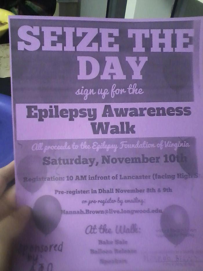 Seize The Day: Sign up for the Epilepsy Awareness Walk
