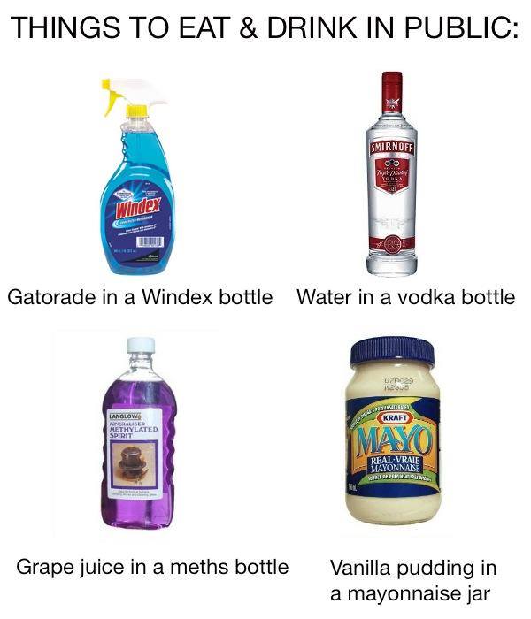 Things to eat and drink in public