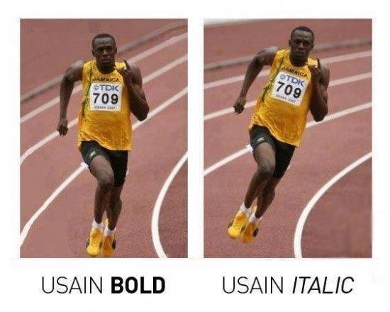 Usain Bolt: Usain Bold, Usain Italic