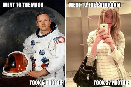 Went to the moon, took 5 photos. Went to the bathroom, took 37 photos.