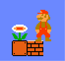 Mario standing beside flower pot
