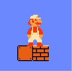Mario standing on brick