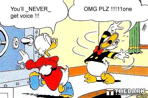 Donald Duck asking Scrooge for "Voice"