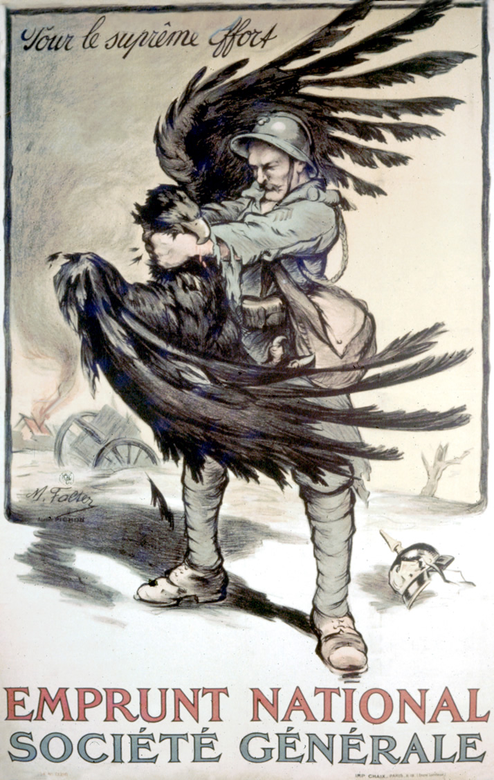 A French soldier strangles the black Prussian eagle