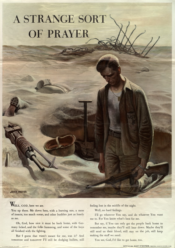 A Strange sort of Prayer (John Falter, 1945 Navy Poster, industrial incentive division)