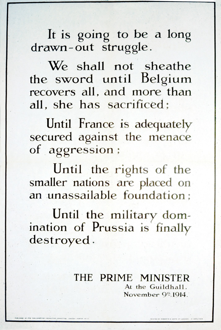 A bare poster displaying a quote of the Prime Minister