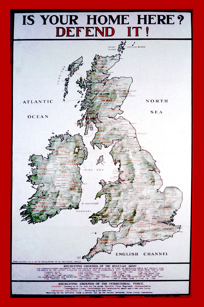 A map of the British Isles and text informing recruiting locations
