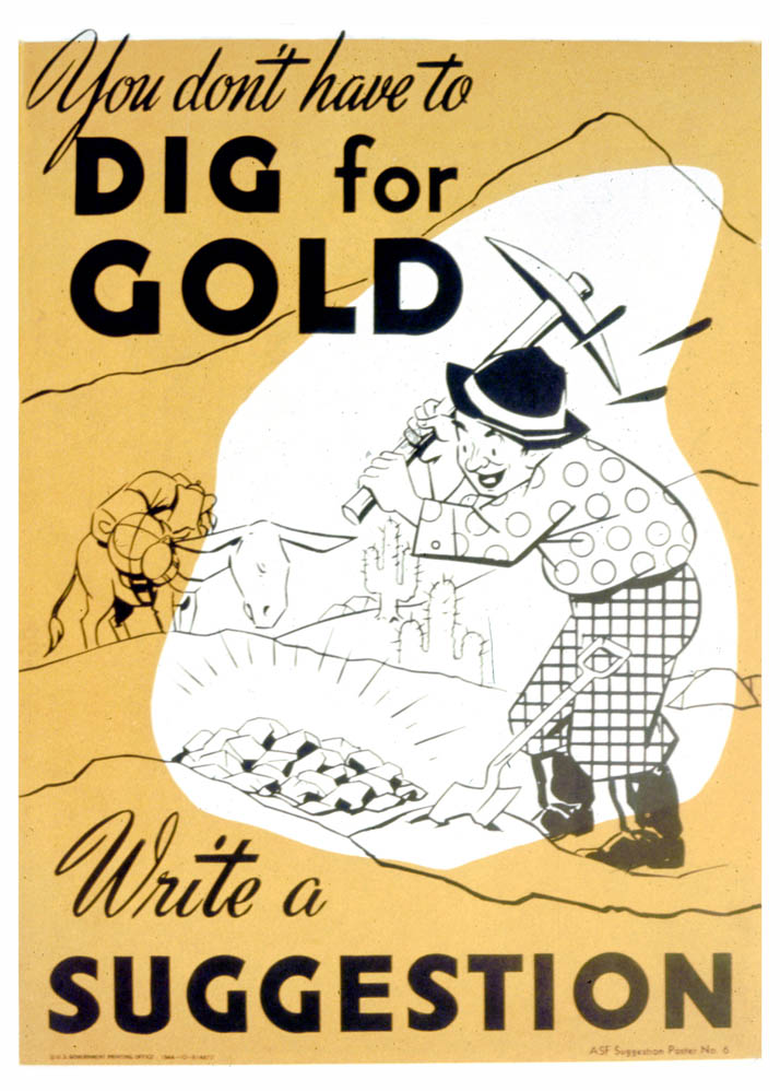 Cartoon of a miner digging for gold