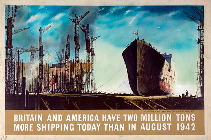 INF3 165 Britain and America have two million tons more shipping... Artist Rowland Hilder