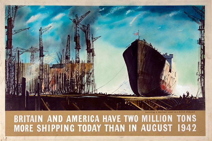 INF3 165 Britain and America have two million tons more shipping... Artist Rowland Hilder