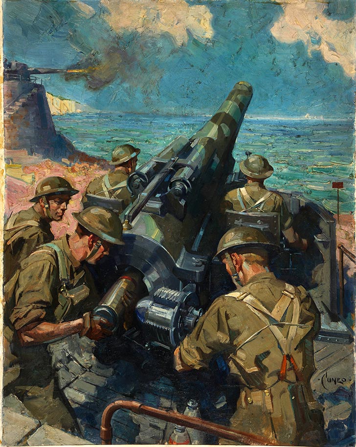 INF3 21 Coastal battery scene Artist Terence Cuneo 1939 1946