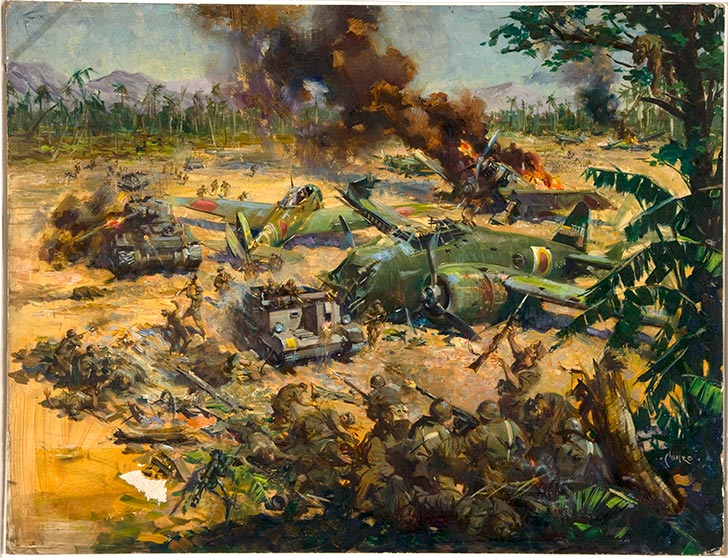 INF3 28 Invasion scene in Far East Artist Terence Cuneo