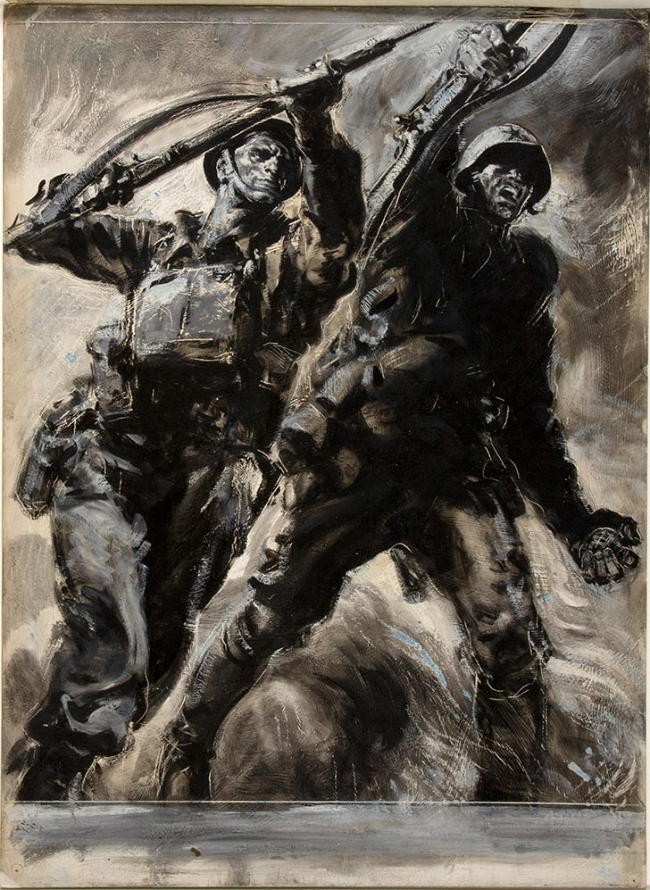 INF3 338A Unity of Strength A British soldier and a Russian soldier with rifles raised Artist Rowland Hilder