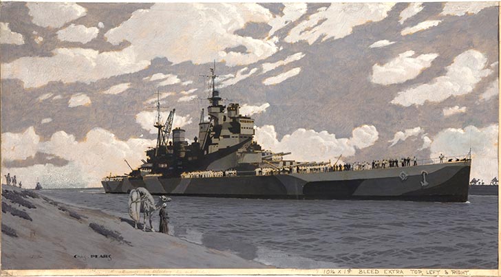 INF3 34 Battleship in Suez Canal, HMS Howe Artist Charles Pears 1939 1946