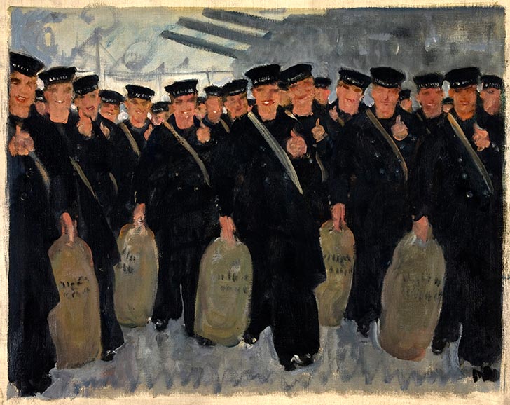 INF3 39 Sailors embarking for overseas Artist G Dugdale 1939 1946