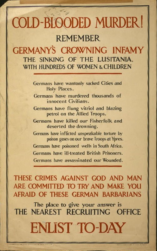 Lusitania propaganda poster 1915 LOC cph.3g11309