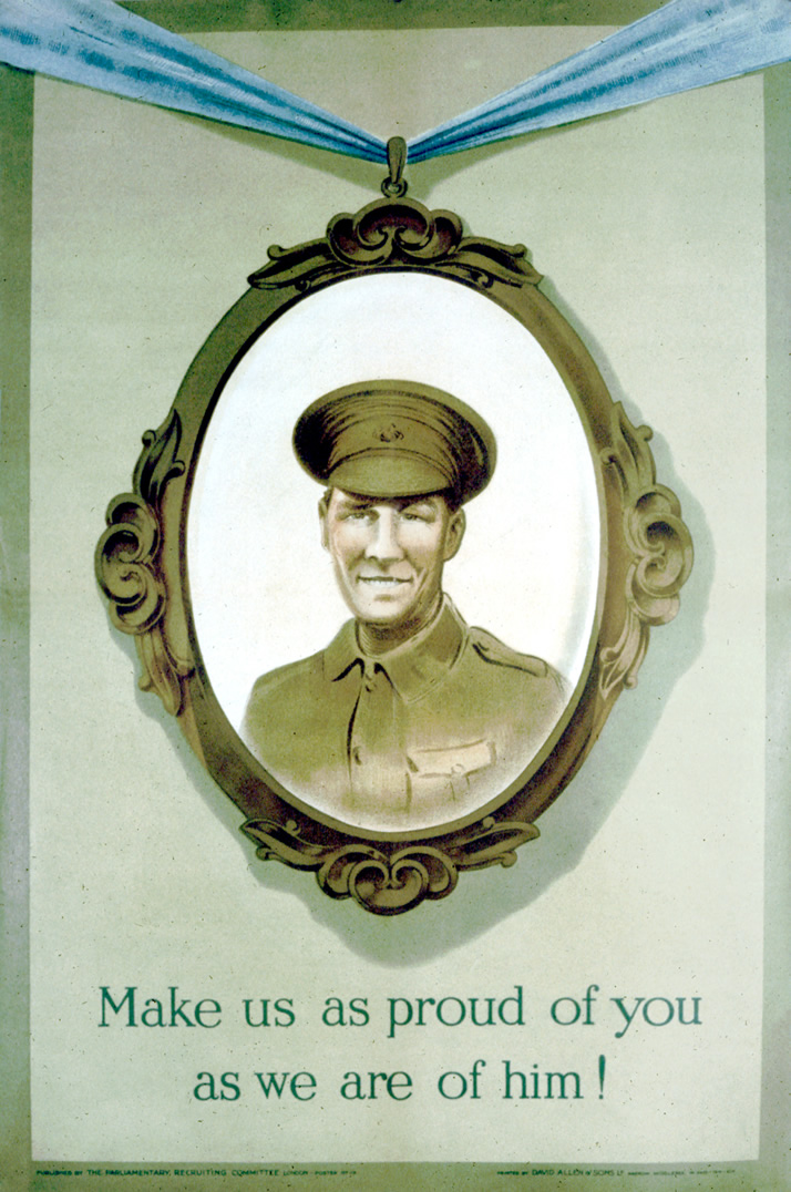 Painting depicting a hanging portrait of a smiling Britsh soldier