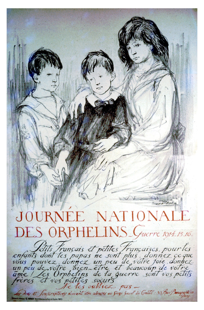 Sketch of three orphan children