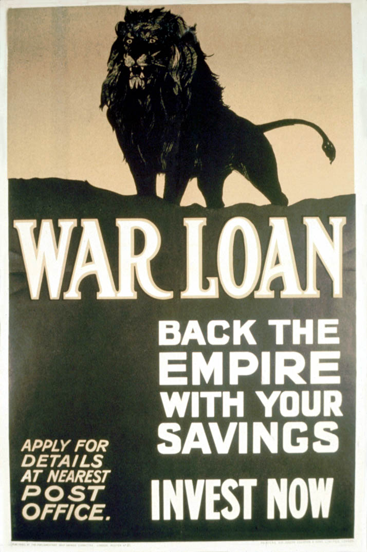 The British lion stands at the upper portion of the poster
