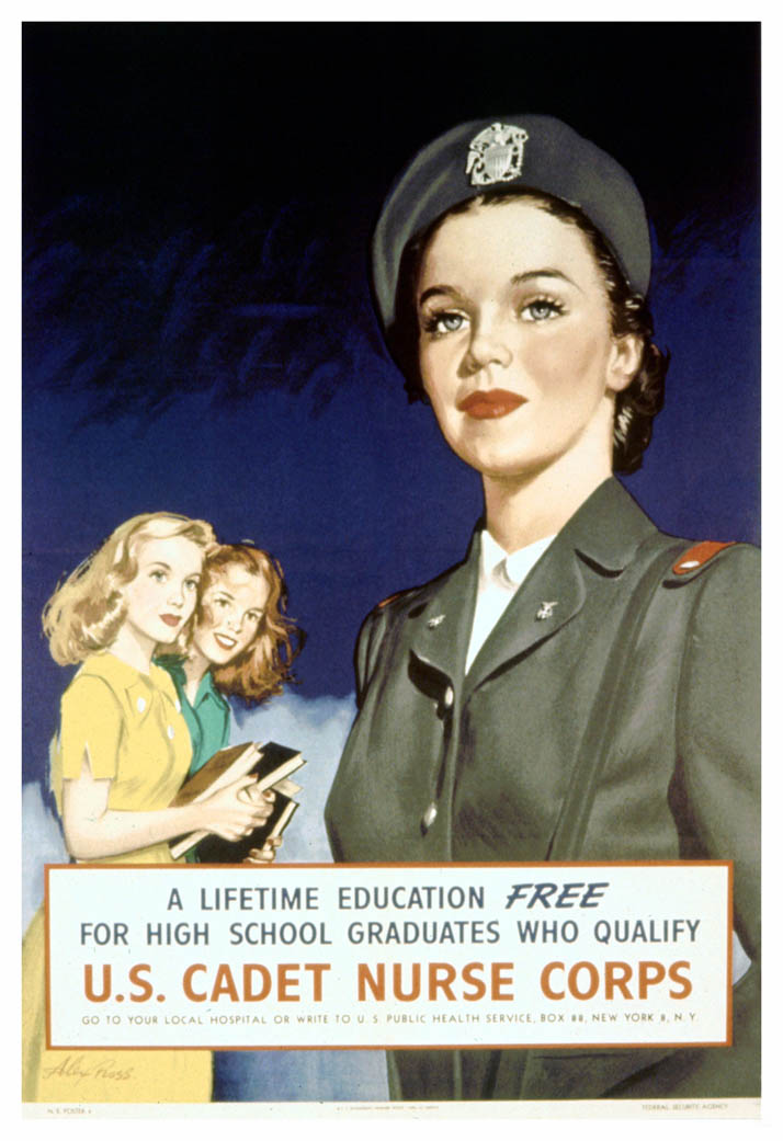 Two girls look admiringly on another in uniform