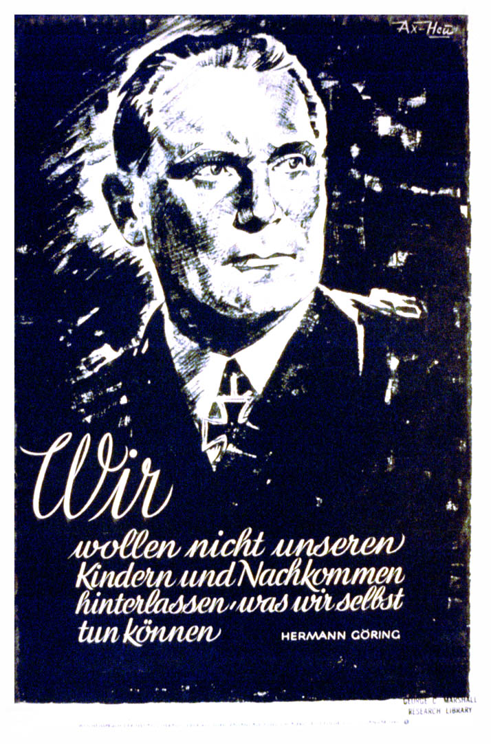 Weekly NSDAP slogan below a portrait of Hermann Goring